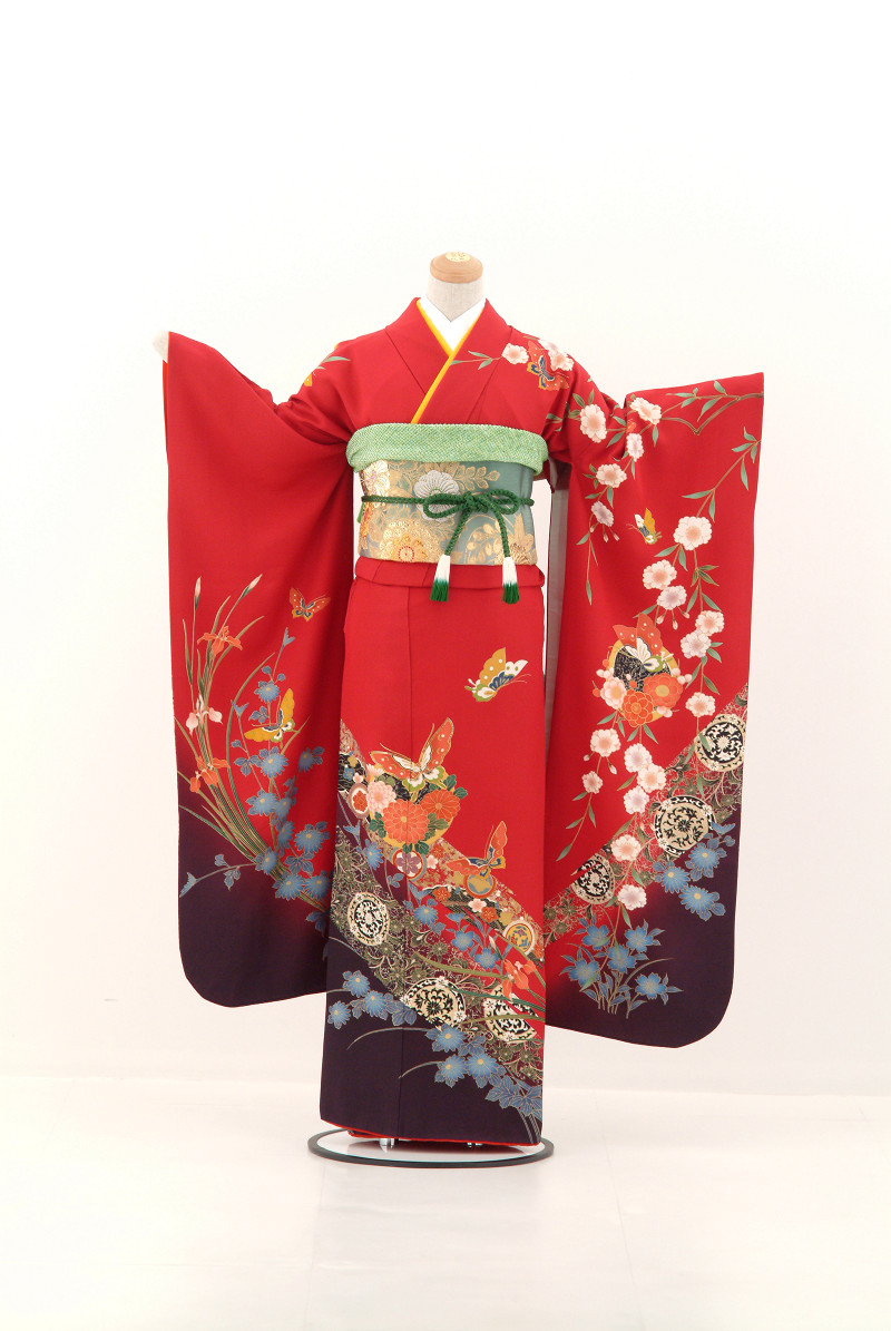 袋帯 正絹 金糸 丸に菊蝶 振袖 成人式 着物 kimono AO-0333kimonolove袋帯